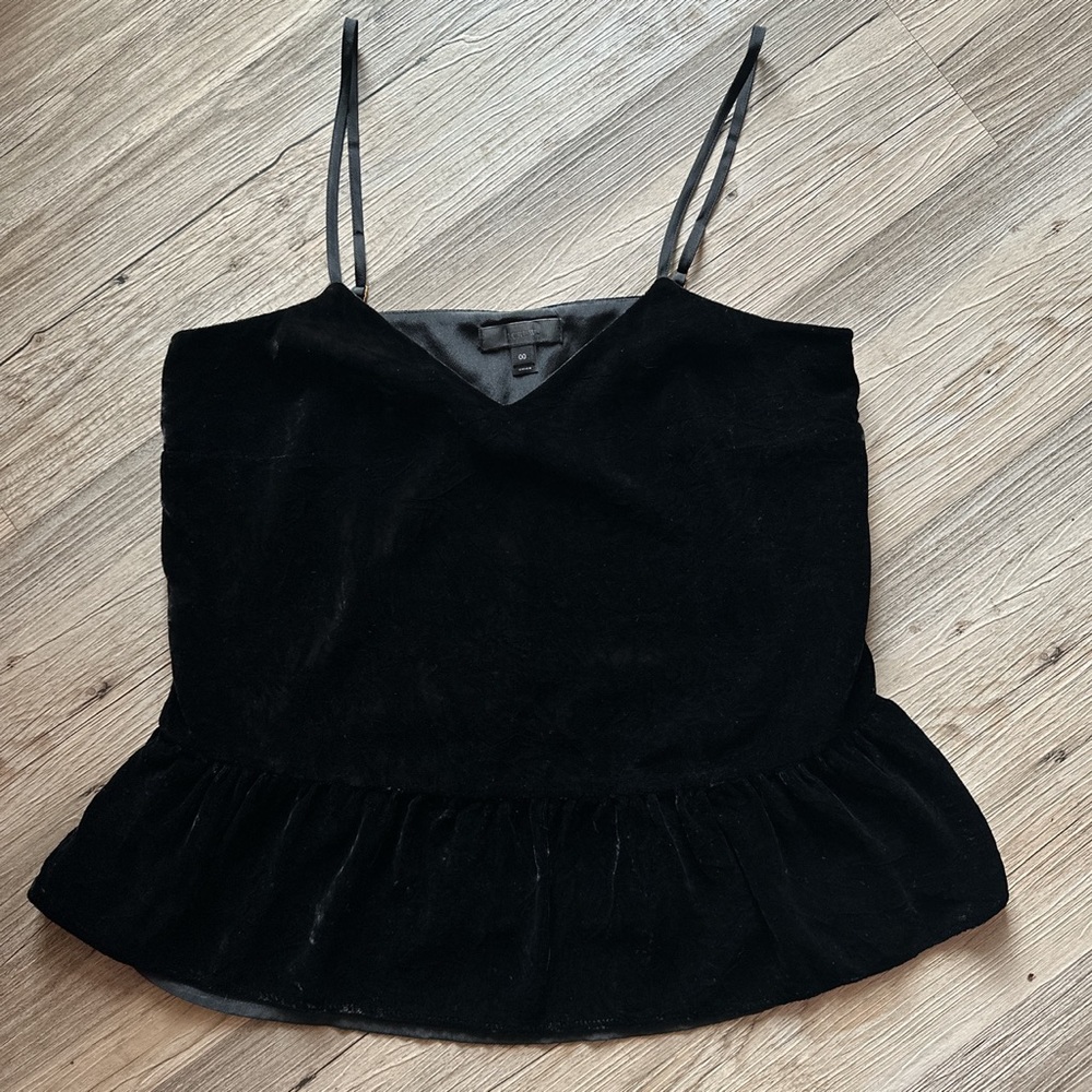j.crew black velvet peplum cami